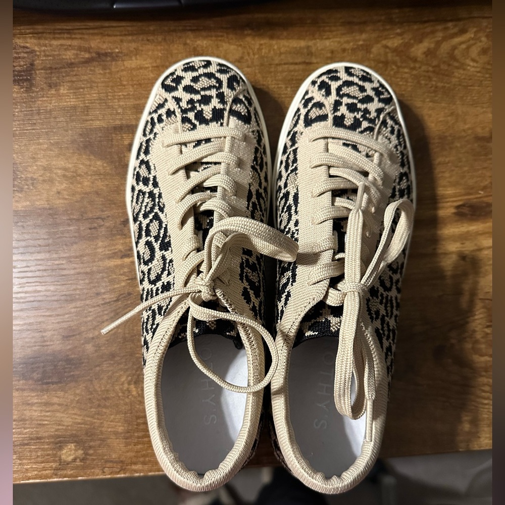 Brand new Rothy's Leopard Print Sneakers - Black and Tan size 9.5